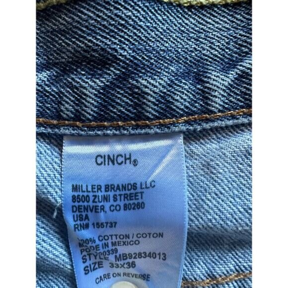 Cinch “Cinch-Up” Men’s Distressed Jeans Size 33x36 Ranchcore Western Wear Cowboy - Picture 4 of 9